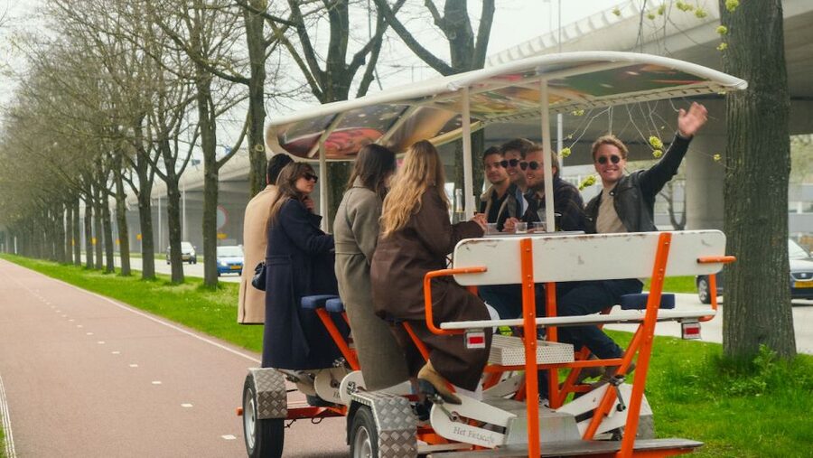 Amsterdam: Dutch Beer Bike Blast Tour with Onboard Bar - Music, weather protection, and comfort