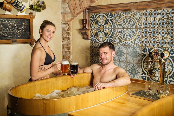 Beer bath Spa for 2 people/ 1 tub - 1,5 hour Activity in Prague - Arriving at Dejvická 255/18 in Prague 6