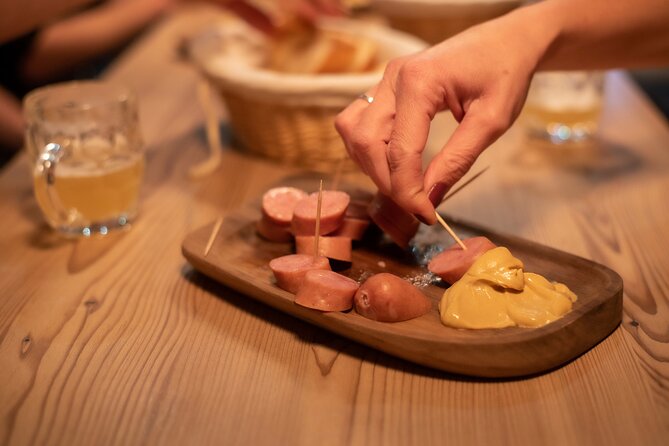 BEER WAY Kamnik Craft Brewery Visit & Tastings - Sausage, cheese, and vegetarian choices