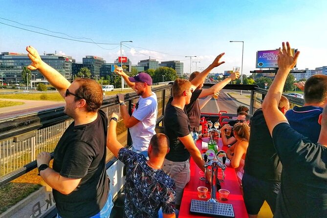 Bratislava Double Decker Beer Tour - Pouring your own beer while Bratislava passes by