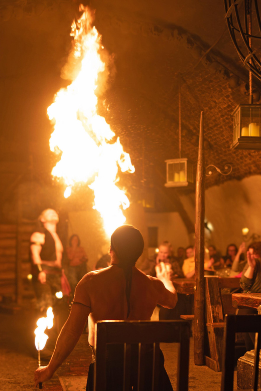 From Prague: Medieval Dinner, Show, Castle and Brewery - Music, dancing, and a little controlled chaos