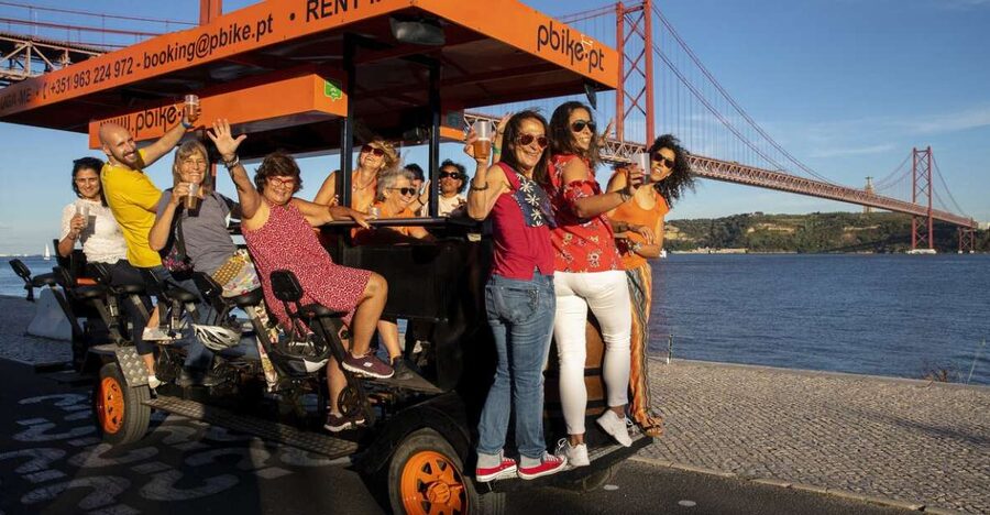 Lisbon: Fun Beer Bike by the Seafront - A party bike with a proper Lisbon backdrop