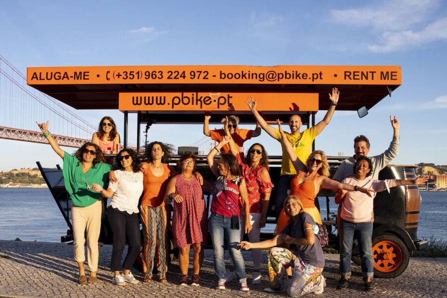 Lisbon: Fun Beer Bike by the Seafront - Under the 25 April Bridge for photos