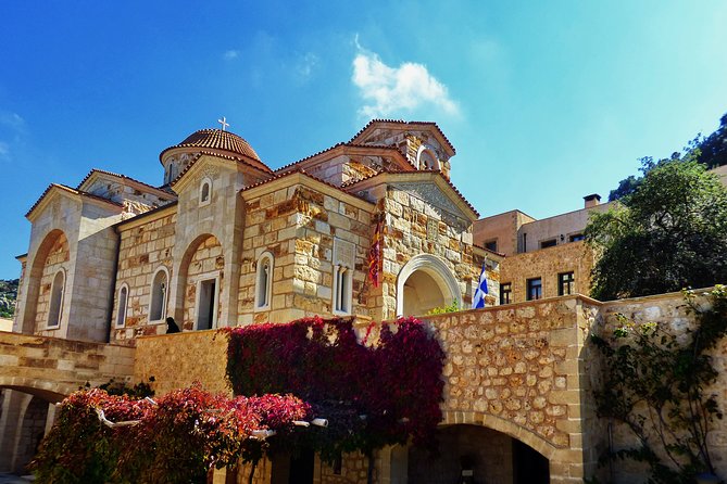 Monastery - Ancient Olive tree & Museum-Cretan Brewery Private Tour from Chania - Transfiguration Monastery and the view from Kastelos