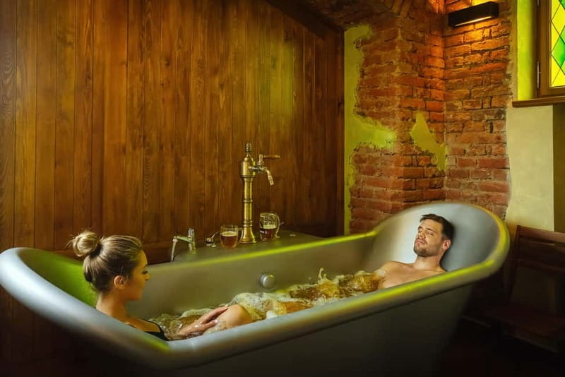 Prague: Beer and Wine Spa Bath with Salt Cave Experience - The beer bath: Bernard, hops, and warm water