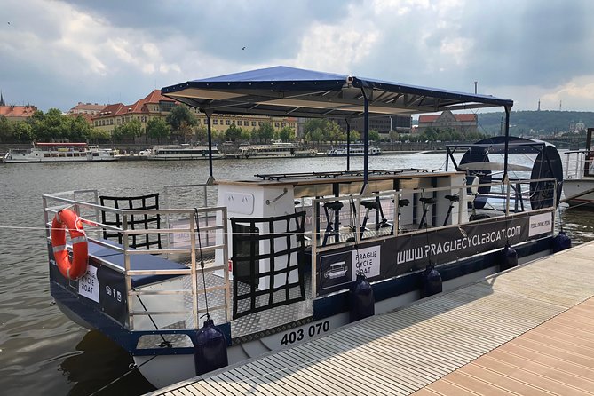 Prague Cycle Boat - The Swimming Beer Bike - Prague Castle on the horizon