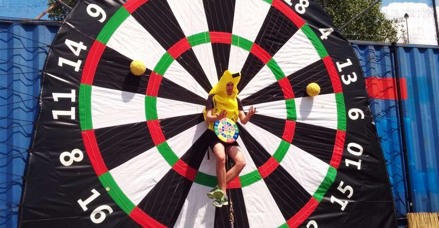 Prague: Giant Football Darts Game with Round of Beers & BBQ - Grilling 400 grams of meat per person