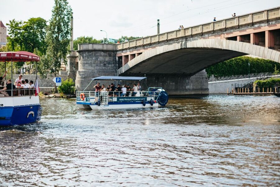 Prague: Swimming Beer Bike on A Cycle Boat - Starting between U Bukanyra and Botel Albatros