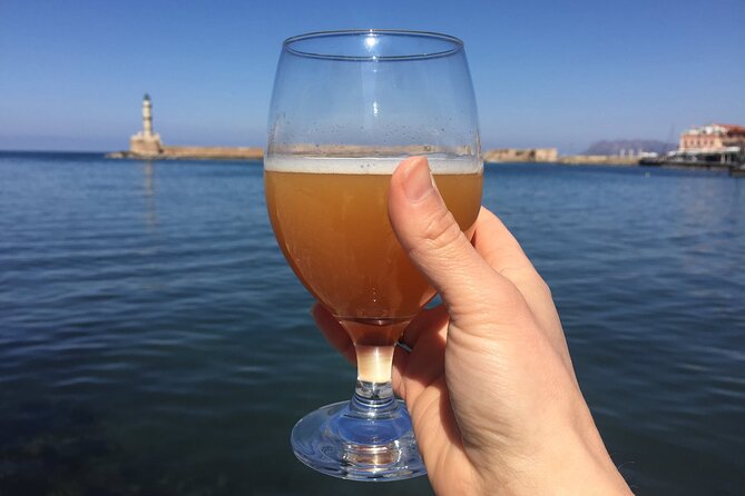 Sunset Craft Beer & Food Tour - Chania Old Port - Craft beer beside Chania Lighthouse at sunset